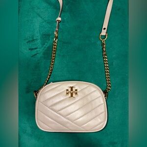 Tory Burch Grey Quilted Leather Camera Crossbody Bag (with dust bag)